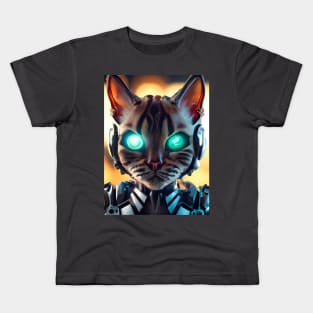 Cyberpunk Kitty (1) - Anthropomorphic Sci fi Cats Kids T-Shirt